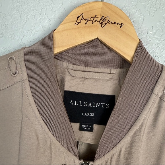All Saints Ellis Parka Jacket L Lightweight, Neutral, Quiet Luxury, Elio Bomber - Picture 3 of 12